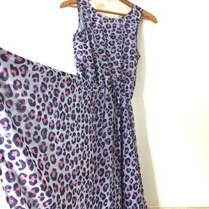 H&M Sleeveless Blue Leopard Print Dress